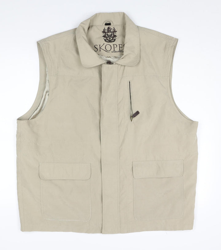 Skopes Mens Beige Gilet Jacket Size 2XL Zip - Pockets
