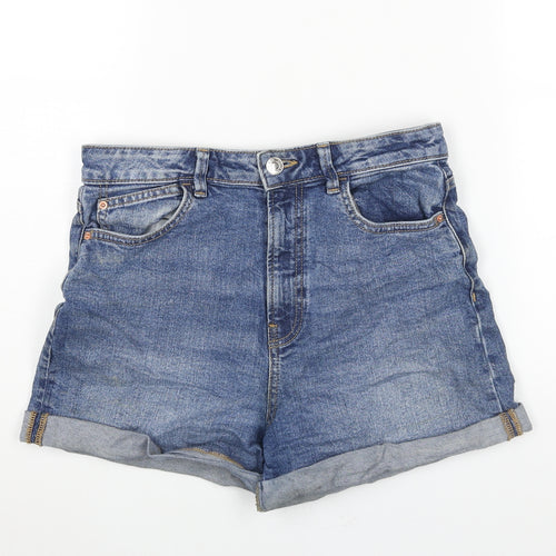 Denim73 Womens Blue Cotton Mom Shorts Size 10 L3 in Regular Zip