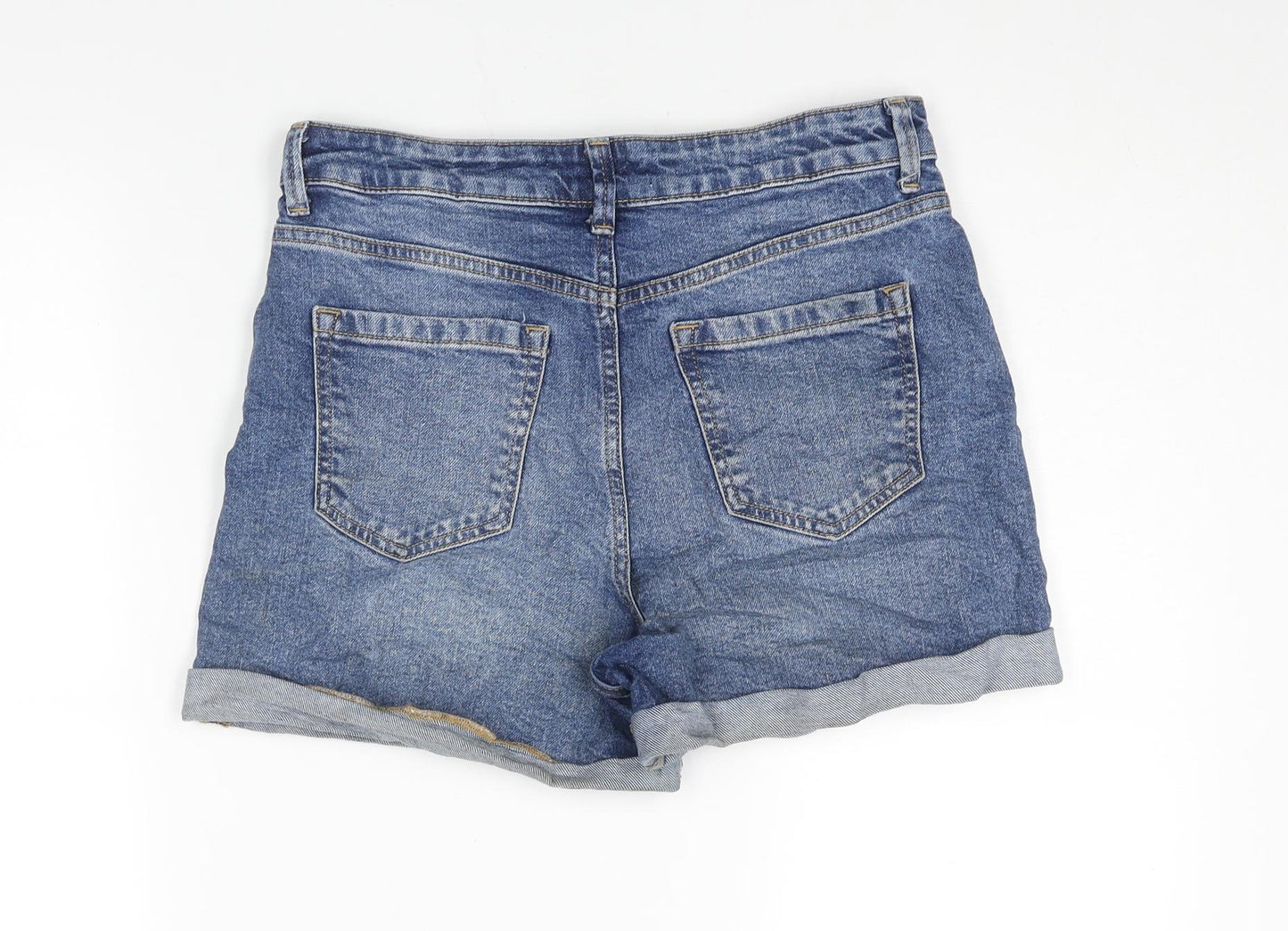Denim73 Womens Blue Cotton Mom Shorts Size 10 L3 in Regular Zip