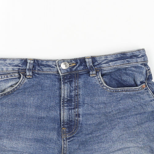 Denim73 Womens Blue Cotton Mom Shorts Size 10 L3 in Regular Zip