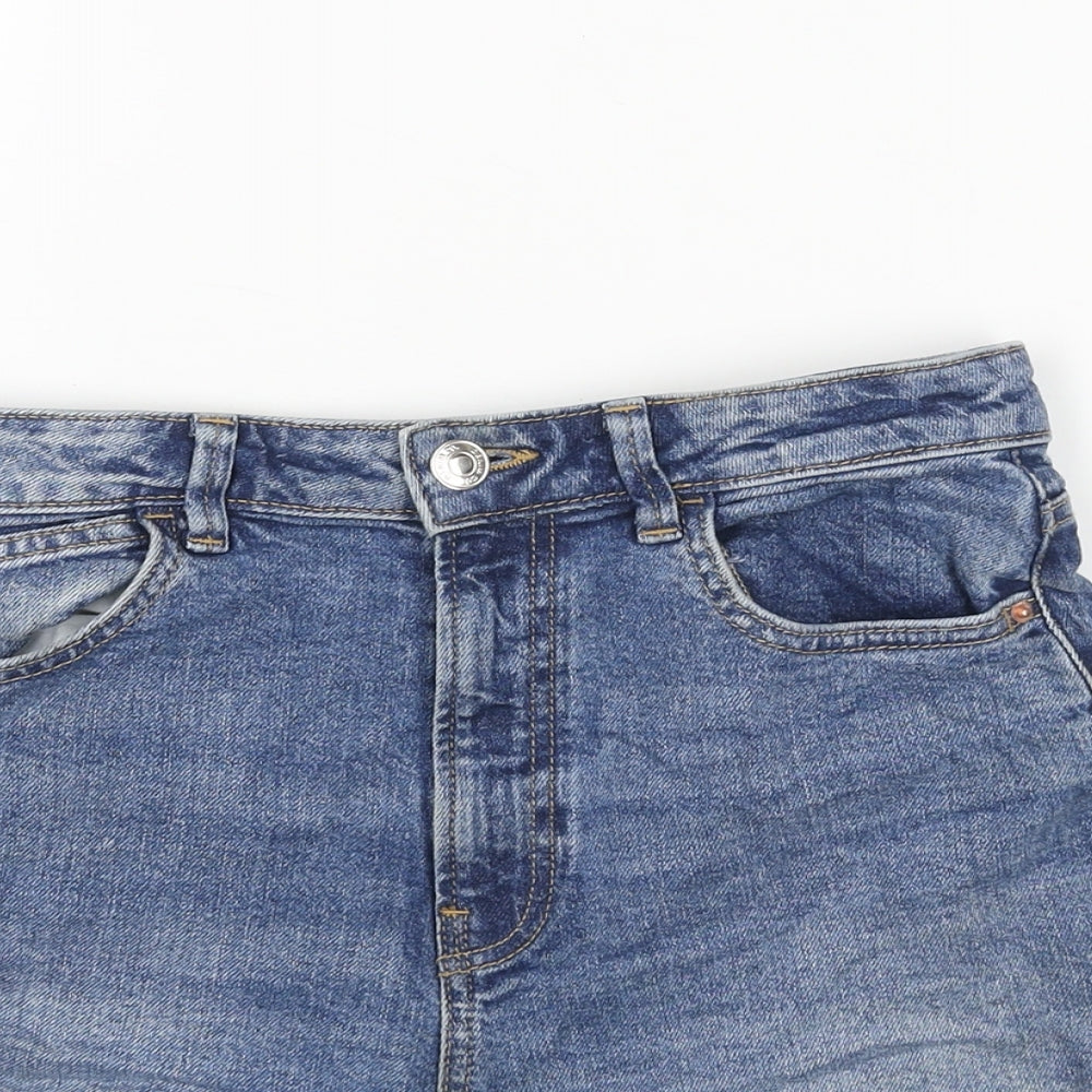 Denim73 Womens Blue Cotton Mom Shorts Size 10 L3 in Regular Zip