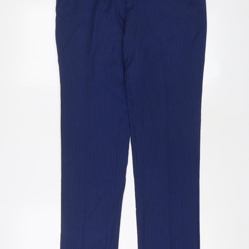 6th Sense Mens Blue Striped Polyester Trousers Size 30 in L31 in Regular Hook & Eye