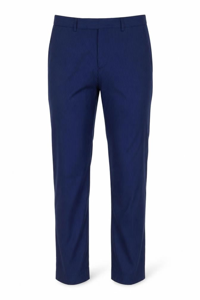 6th Sense Mens Blue Striped Polyester Trousers Size 30 in L31 in Regular Hook & Eye