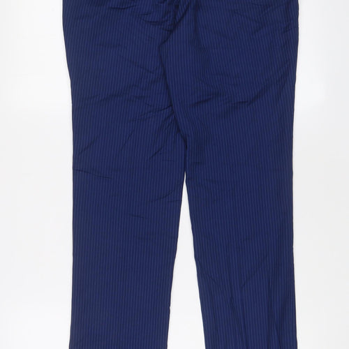 6th Sense Mens Blue Striped Polyester Trousers Size 30 in L31 in Regular Hook & Eye