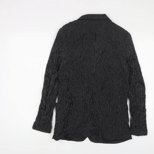 H&M Womens Black Striped Jacket Blazer Size 8 Button - Pockets
