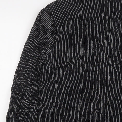 H&M Womens Black Striped Jacket Blazer Size 8 Button - Pockets