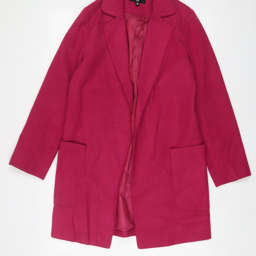 Missguided Womens Pink Overcoat Coat Size 8 - Open