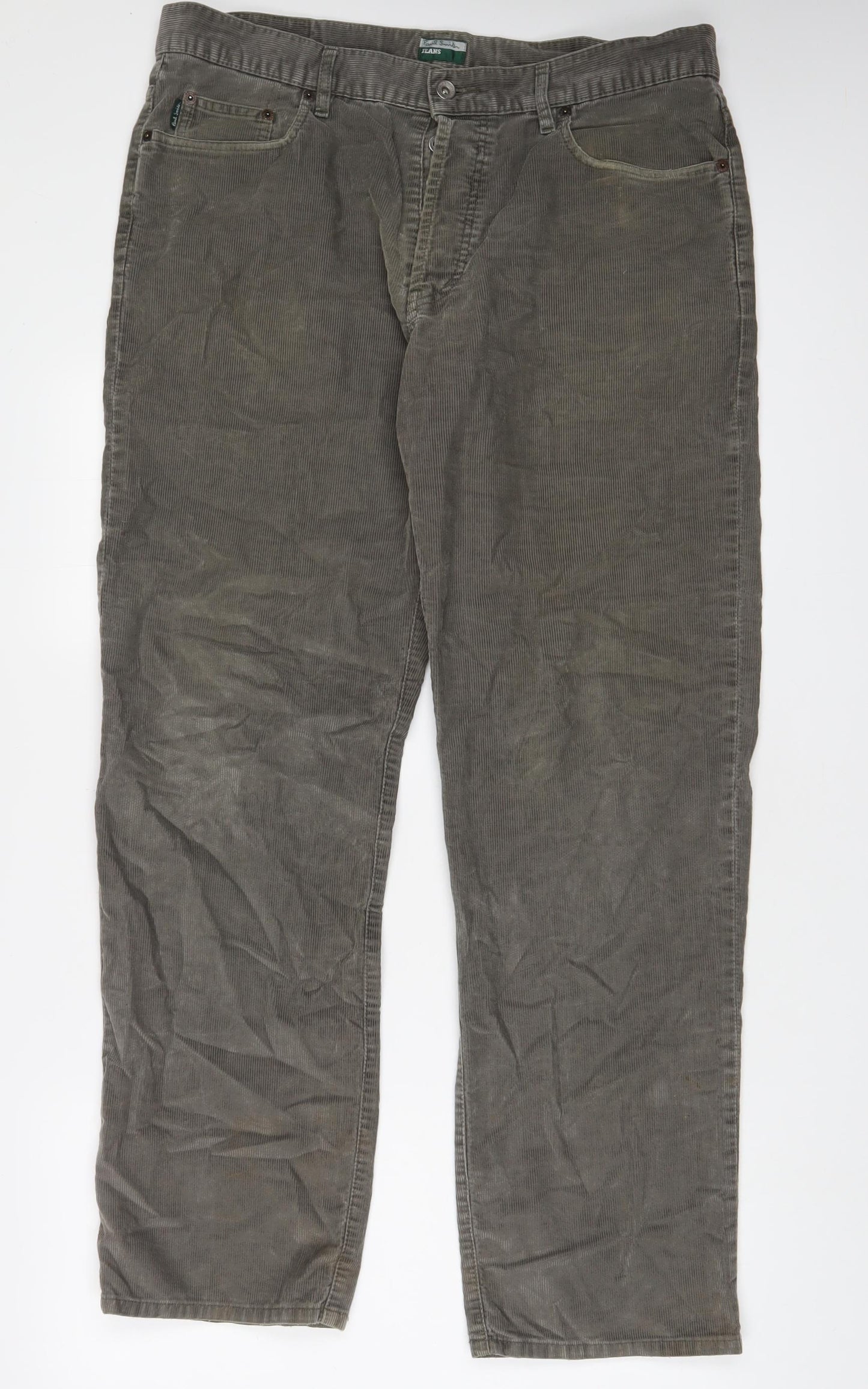 Paul Smith Mens Green Cotton Trousers Size 38 in L31 in Regular Zip