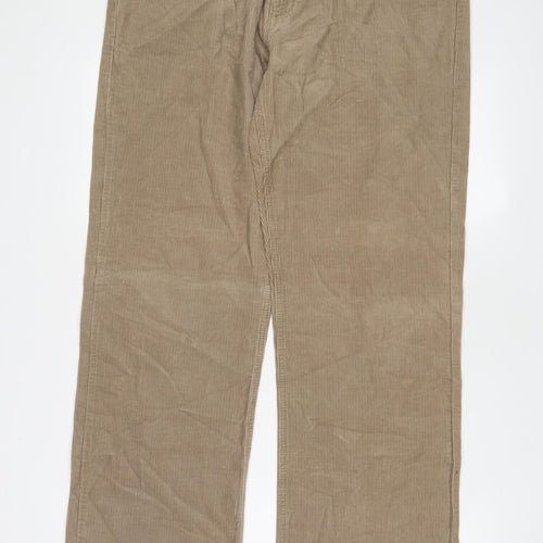 NEXT Mens Beige Cotton Trousers Size 36 in L33 in Regular Zip