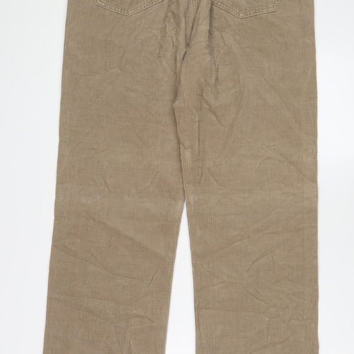 NEXT Mens Beige Cotton Trousers Size 36 in L33 in Regular Zip