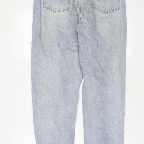 PRETTYLITTLETHING Womens Blue Cotton Mom Jeans Size 12 L30 in Regular Zip
