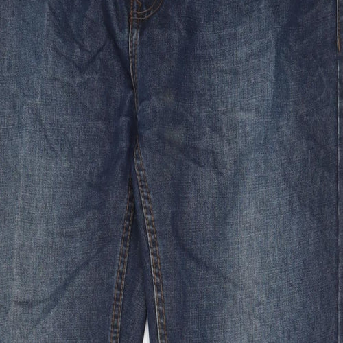 Peacocks Mens Blue Cotton Bootcut Jeans Size 32 in L31 in Regular Zip