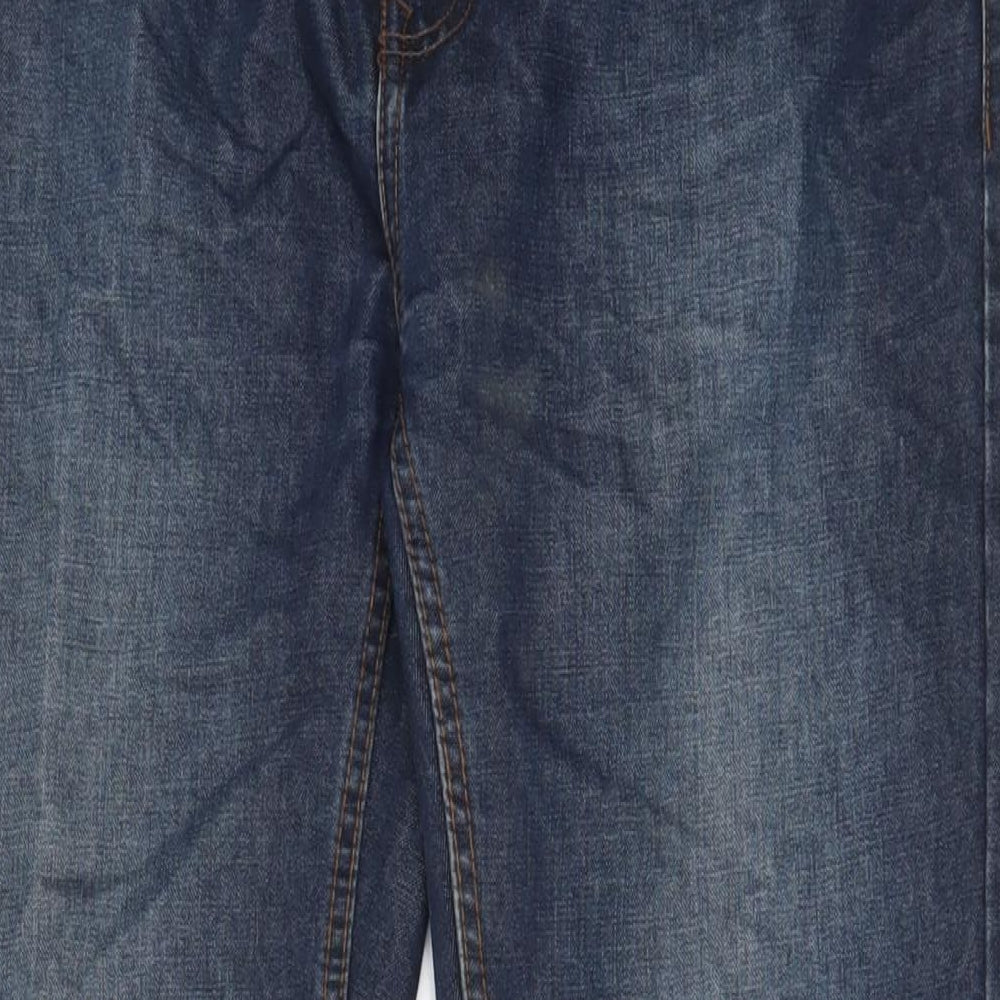 Peacocks Mens Blue Cotton Bootcut Jeans Size 32 in L31 in Regular Zip