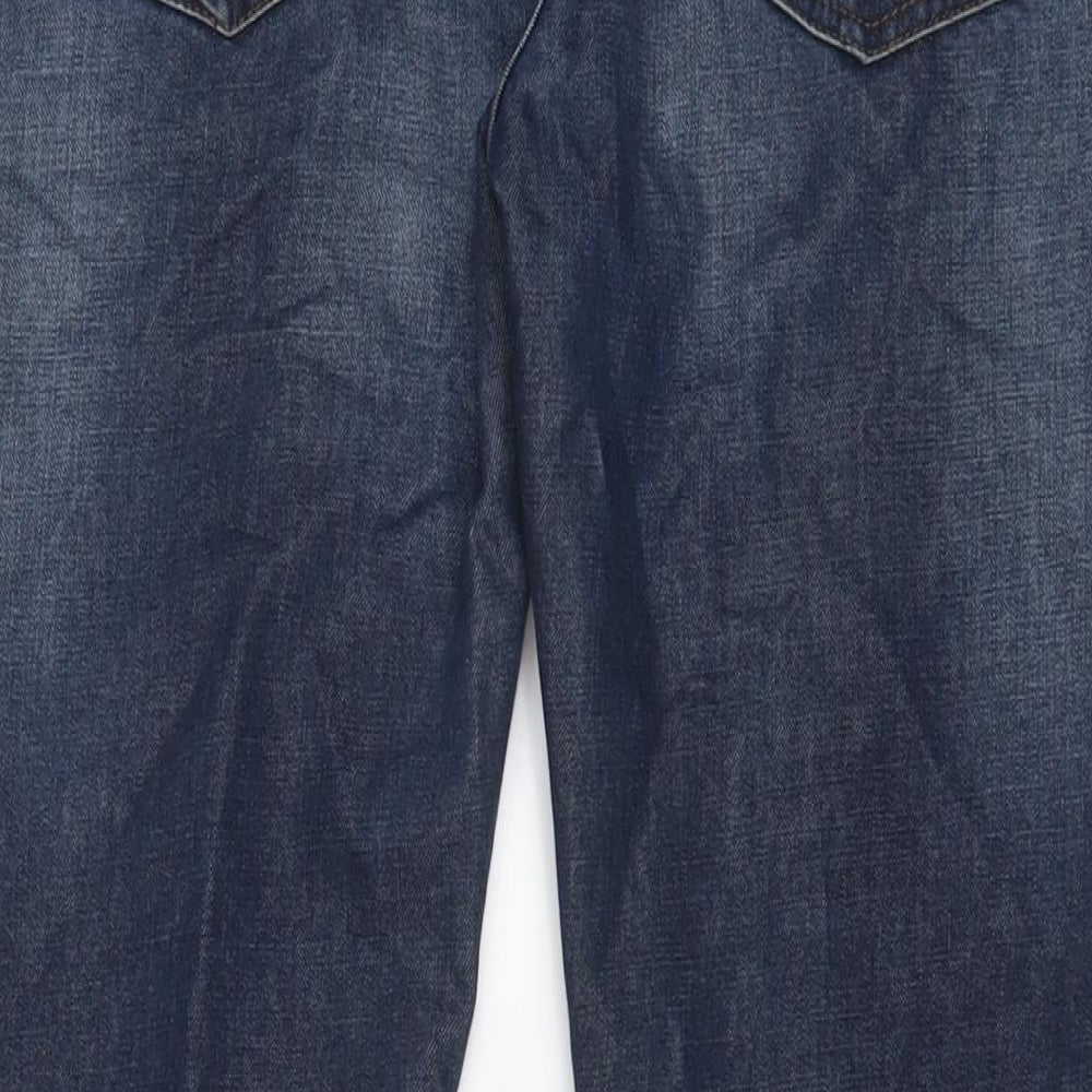 Peacocks Mens Blue Cotton Bootcut Jeans Size 32 in L31 in Regular Zip