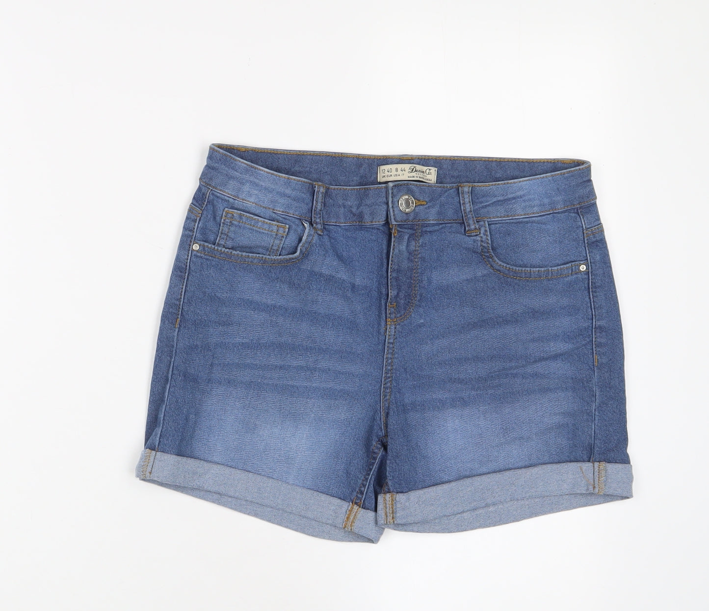 Denim & Co. Womens Blue Cotton Bermuda Shorts Size 12 L4 in Regular Zip