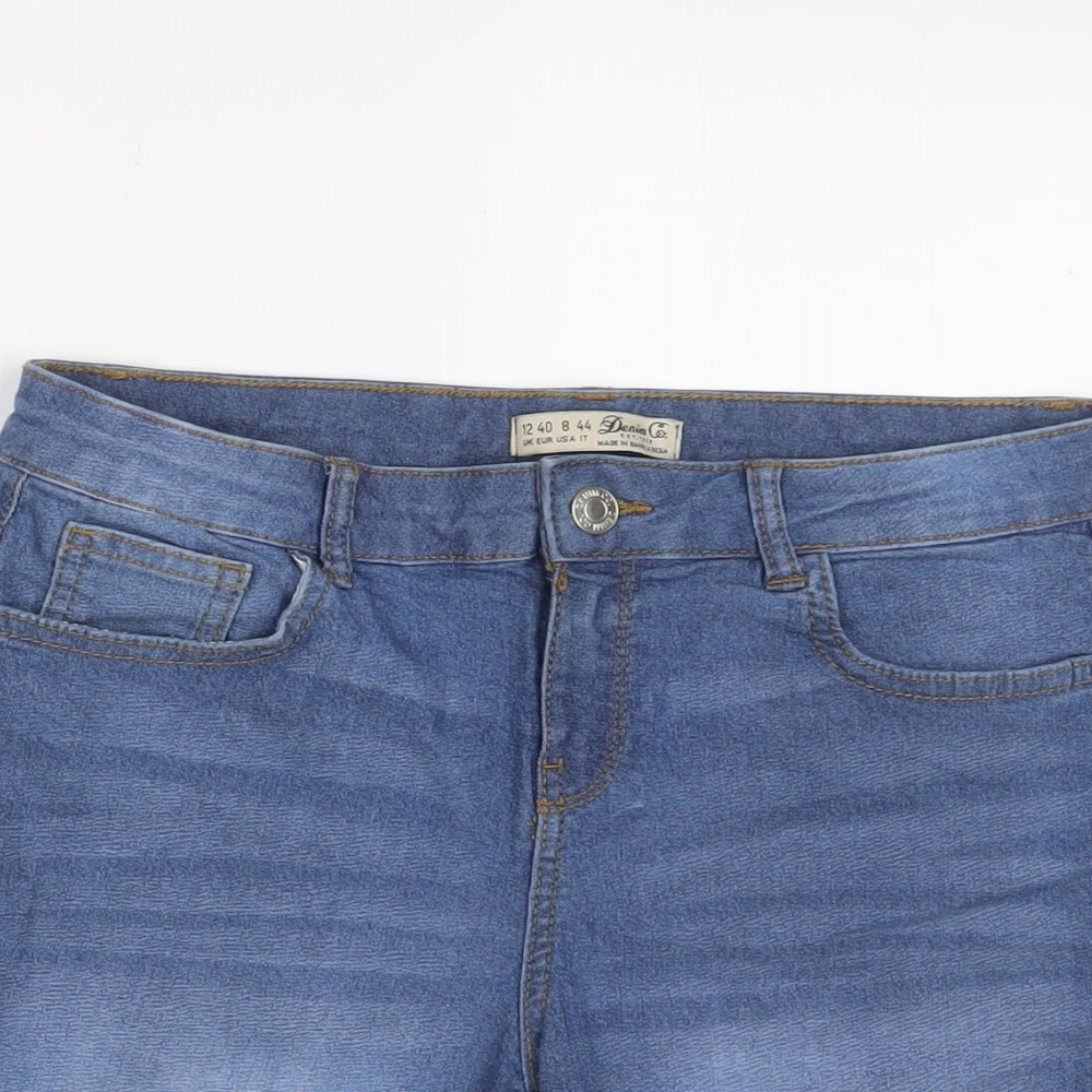 Denim & Co. Womens Blue Cotton Bermuda Shorts Size 12 L4 in Regular Zip