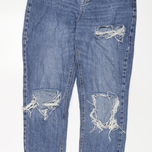 Topshop Womens Blue Cotton Mom Jeans Size 30 in L30 in Regular Zip