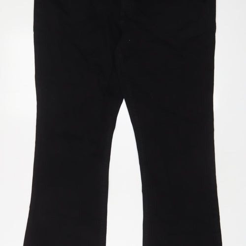 Marks and Spencer Womens Black Cotton Bootcut Jeans Size 16 L29 in Slim Zip