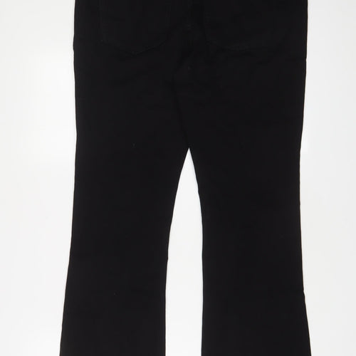 Marks and Spencer Womens Black Cotton Bootcut Jeans Size 16 L29 in Slim Zip