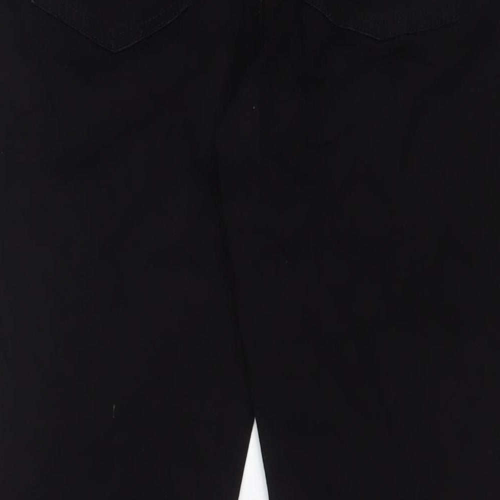 Marks and Spencer Womens Black Cotton Bootcut Jeans Size 16 L29 in Slim Zip