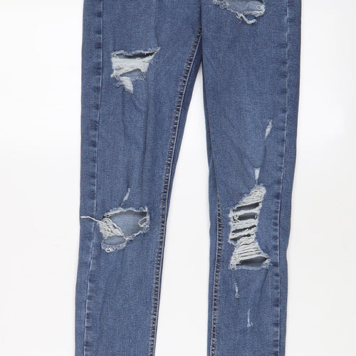 Topshop Womens Blue Cotton Skinny Jeans Size 26 in L34 in Regular Zip