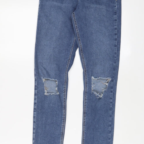 Topshop Womens Blue Cotton Skinny Jeans Size 26 in L34 in Regular Zip