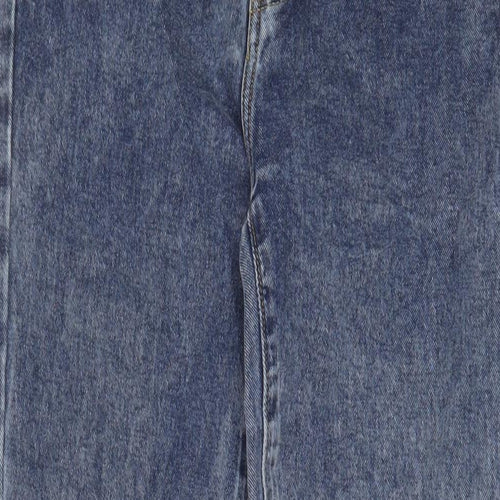 PRETTYLITTLETHING Womens Blue Cotton Straight Jeans Size 8 L29 in Regular Zip