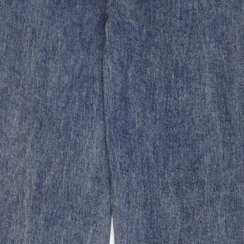 PRETTYLITTLETHING Womens Blue Cotton Straight Jeans Size 8 L29 in Regular Zip