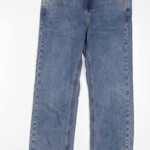 Autograph Womens Blue Cotton Straight Jeans Size 12 L26 in Regular Zip