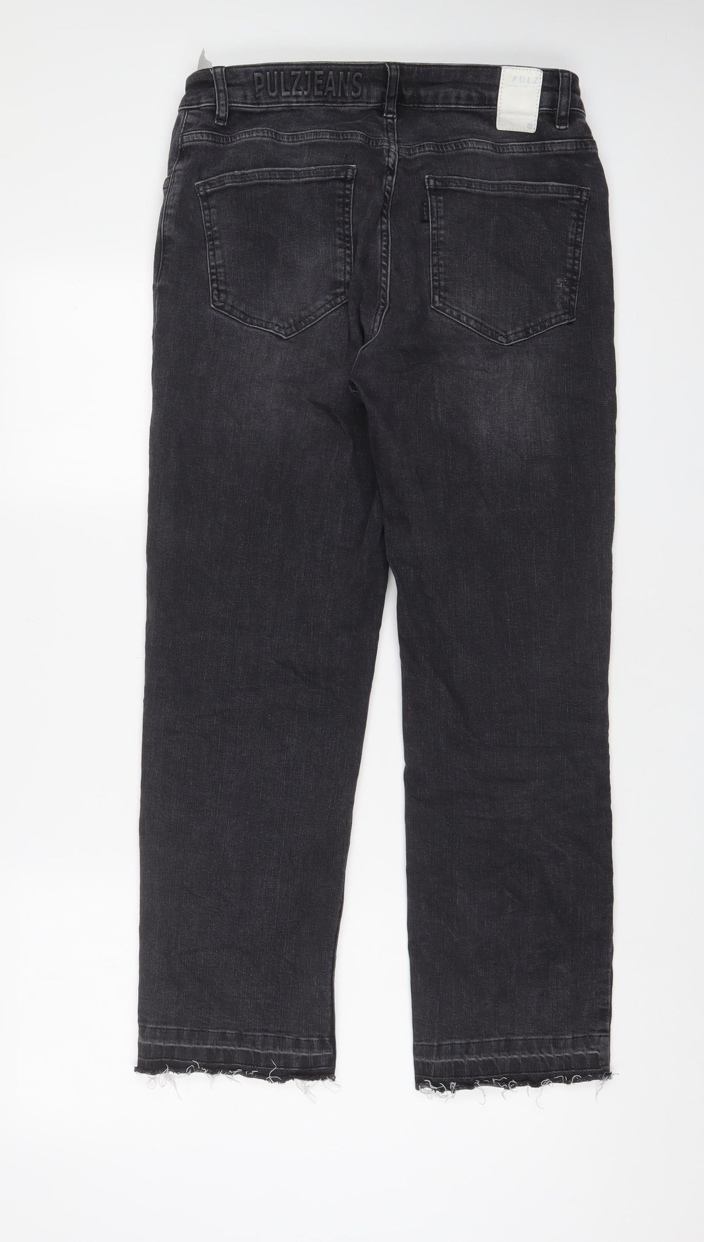 Pulz Womens Grey Cotton Straight Jeans Size 31 in L28 in Regular Zip