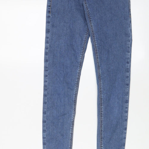 Topshop Womens Blue Cotton Skinny Jeans Size 26 in L34 in Regular Zip