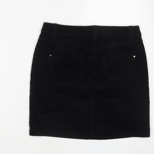 Dorothy Perkins Womens Black Cotton A-Line Skirt Size 8 Zip