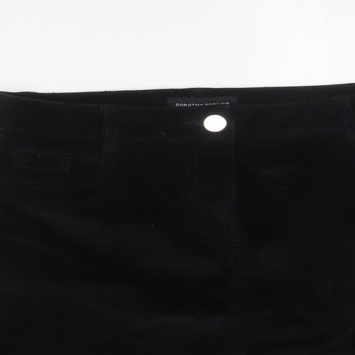 Dorothy Perkins Womens Black Cotton A-Line Skirt Size 8 Zip