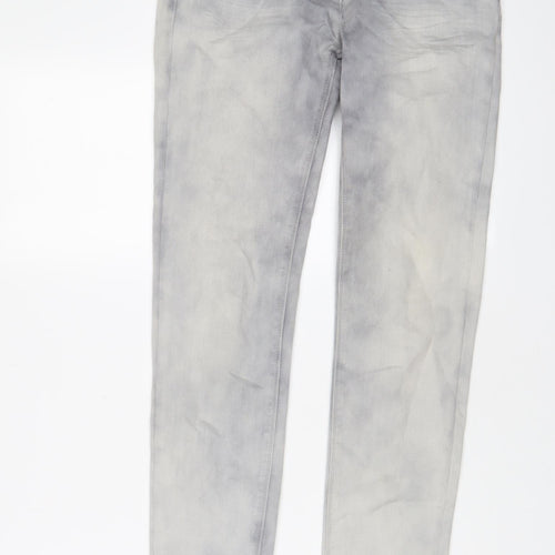 Marks and Spencer Womens Grey Cotton Skinny Jeans Size 8 L30 in Regular Zip - Zips