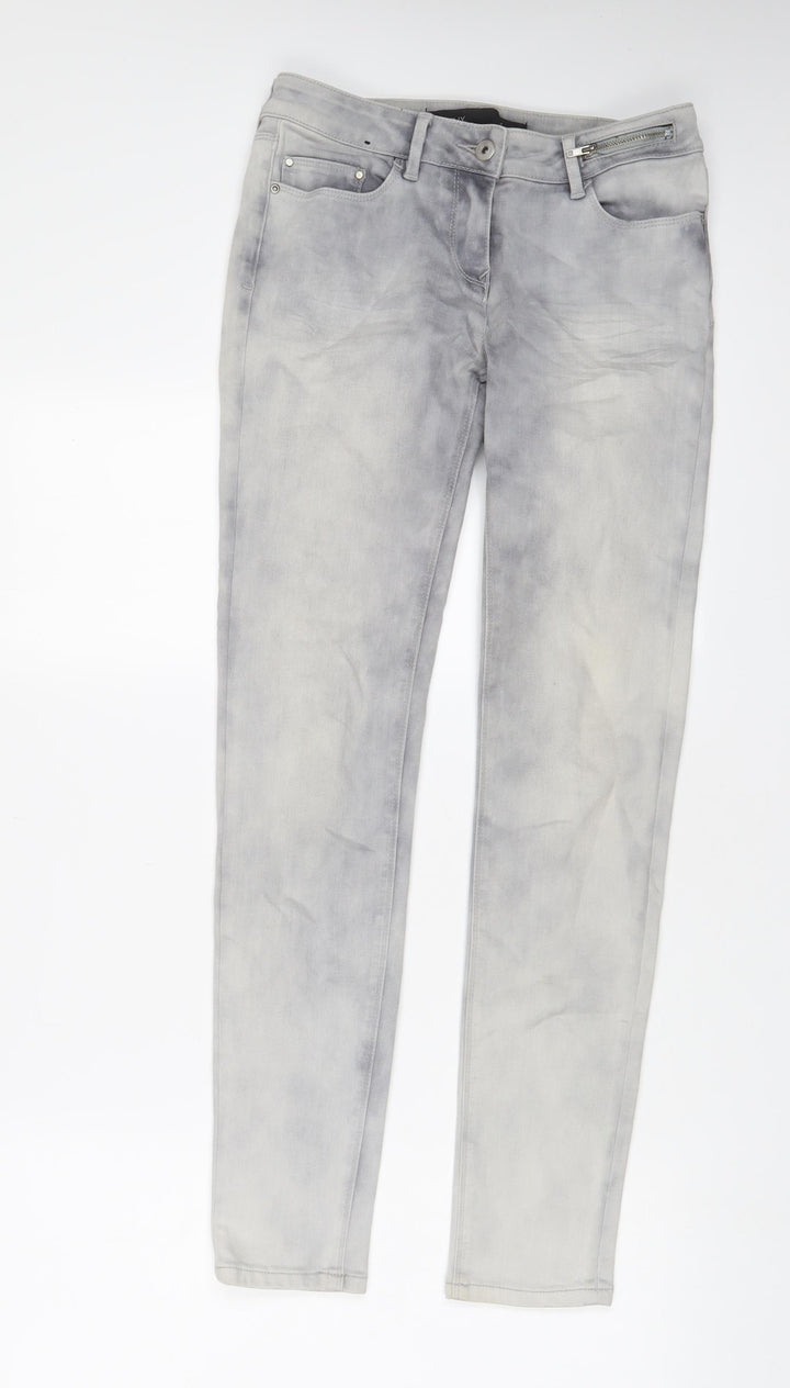 Marks and Spencer Womens Grey Cotton Skinny Jeans Size 8 L30 in Regular Zip - Zips