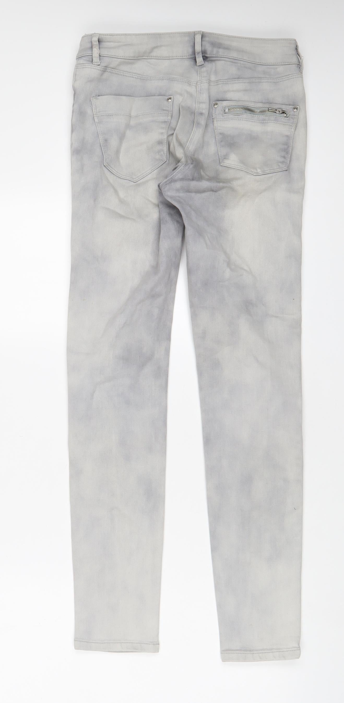 Marks and Spencer Womens Grey Cotton Skinny Jeans Size 8 L30 in Regular Zip - Zips