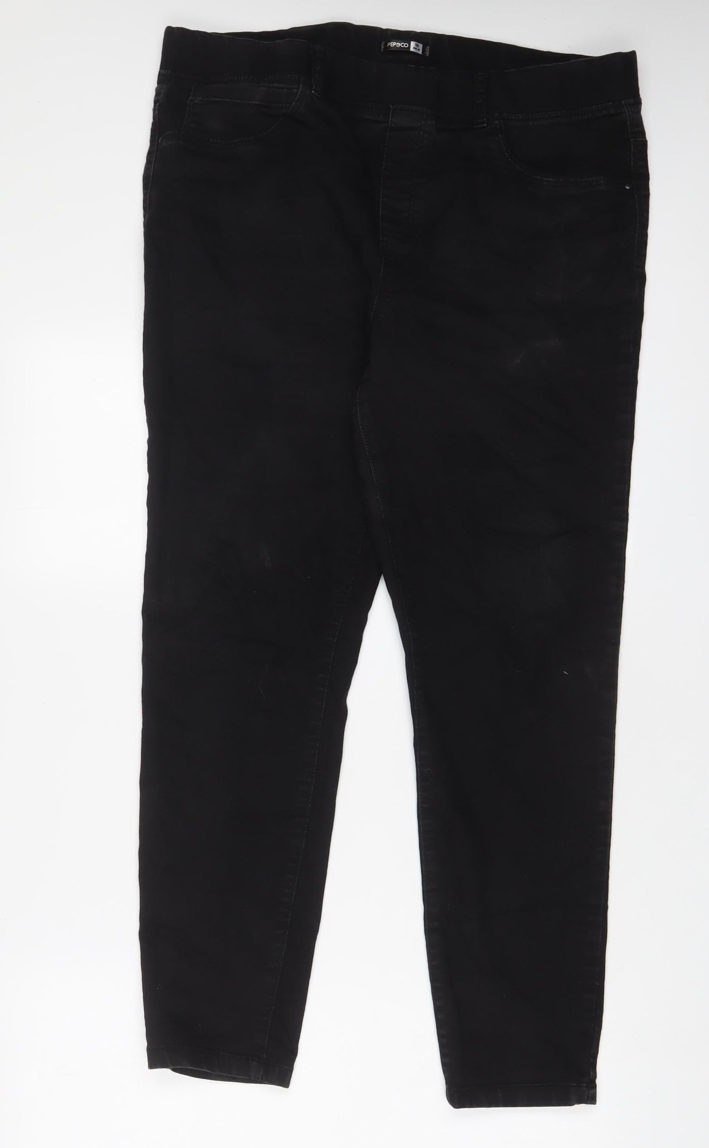 Pep&Co Womens Black Cotton Jegging Jeans Size 18 L29 in Regular