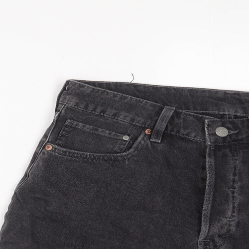 H&M Womens Black Cotton Basic Shorts Size 12 L3 in Regular Zip
