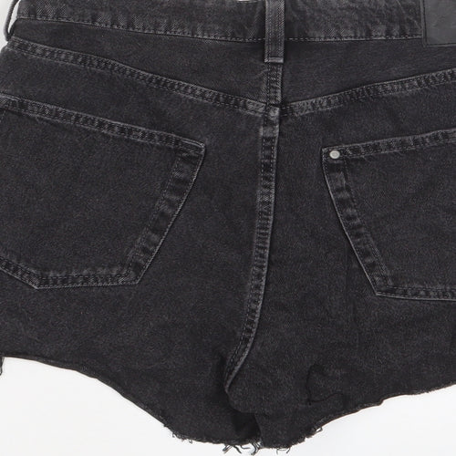H&M Womens Black Cotton Basic Shorts Size 12 L3 in Regular Zip