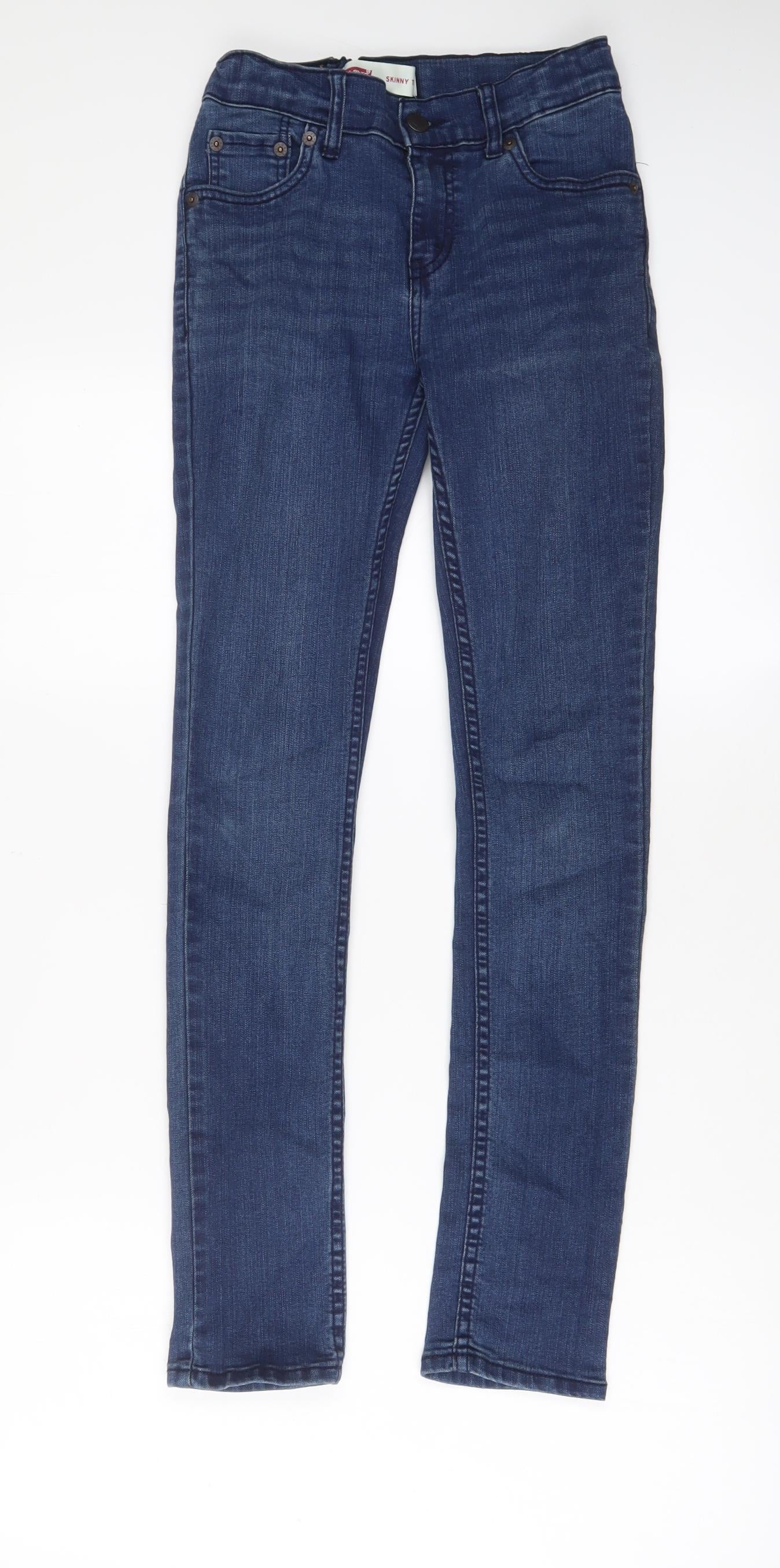 Levi's Girls Blue Cotton Skinny Jeans Size 12 Years L28 in Regular Zip - Adjustable waist