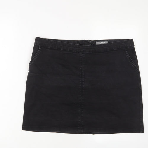 Dorothy Perkins Womens Grey Cotton A-Line Skirt Size 16 Zip