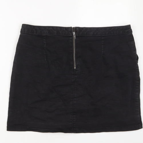 Dorothy Perkins Womens Grey Cotton A-Line Skirt Size 16 Zip