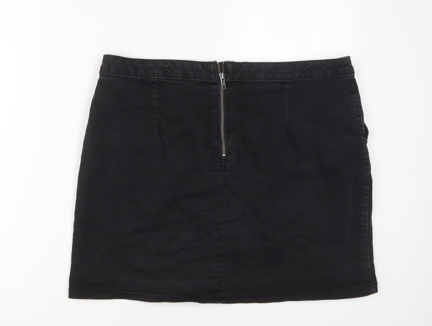 Dorothy Perkins Womens Grey Cotton A-Line Skirt Size 16 Zip