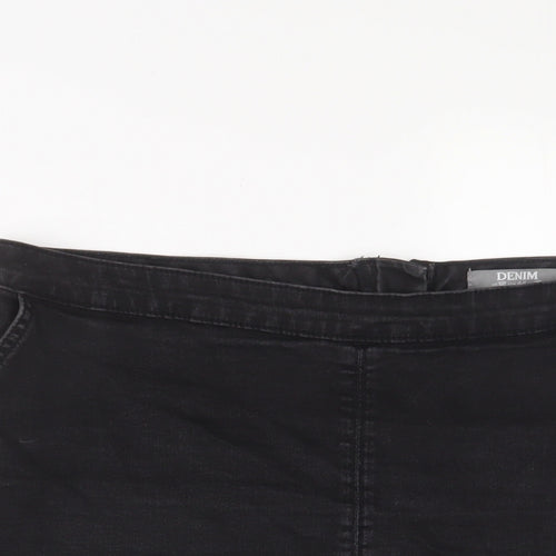 Dorothy Perkins Womens Grey Cotton A-Line Skirt Size 16 Zip