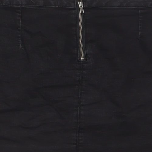 Dorothy Perkins Womens Grey Cotton A-Line Skirt Size 16 Zip