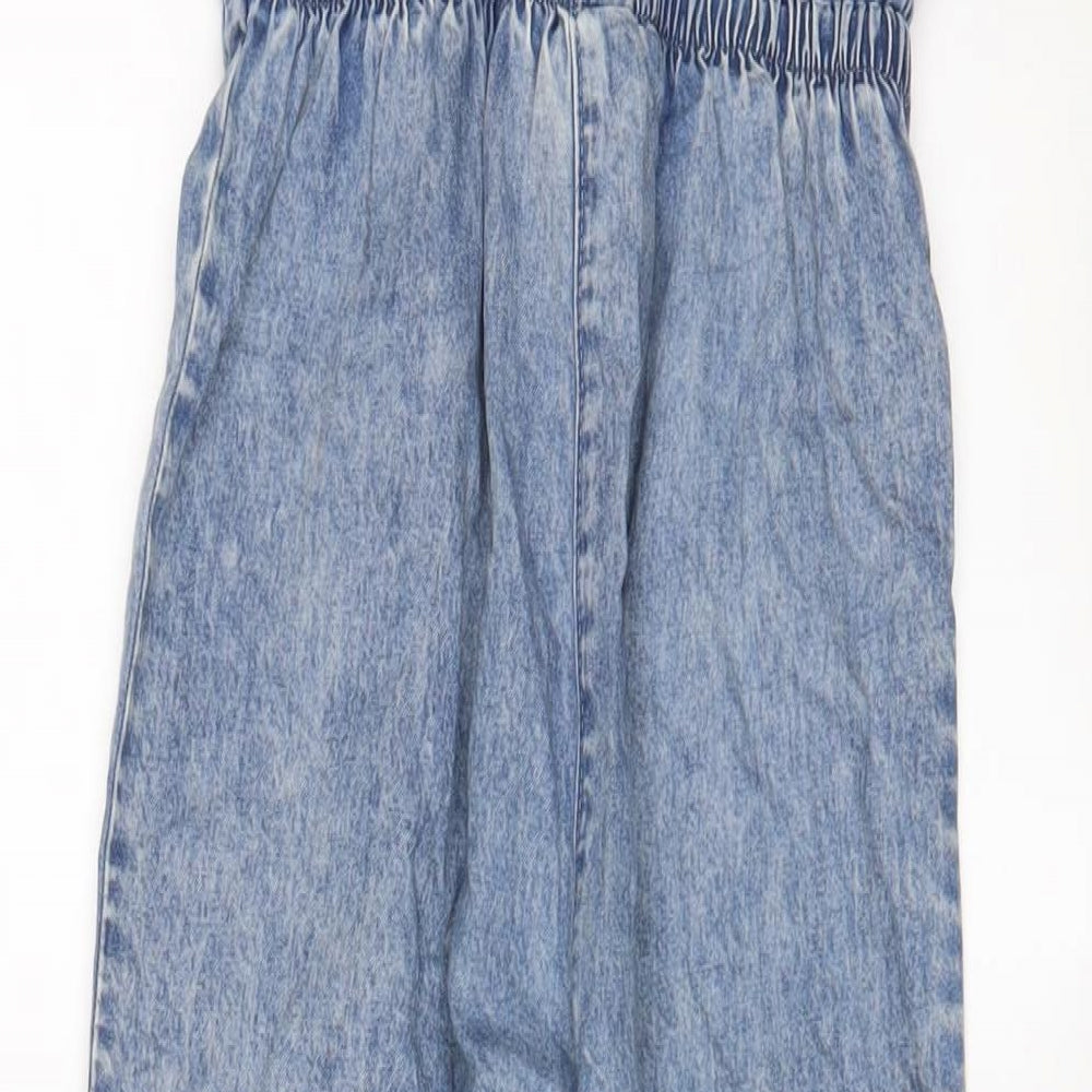 NEXT Girls Blue Cotton Jumpsuit One-Piece Size 7 Years Button