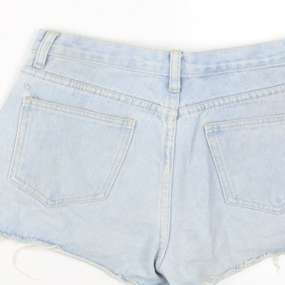 PRETTYLITTLETHING Womens Blue Cotton Basic Shorts Size 6 L3 in Regular Zip