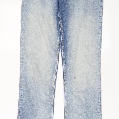 Zara Womens Blue Cotton Straight Jeans Size 4 L29 in Regular Button