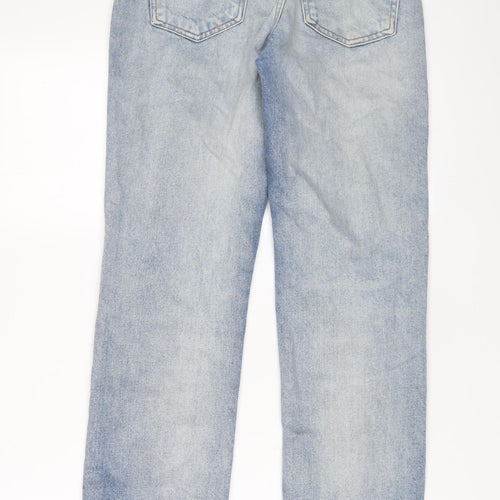 Zara Womens Blue Cotton Straight Jeans Size 4 L29 in Regular Button