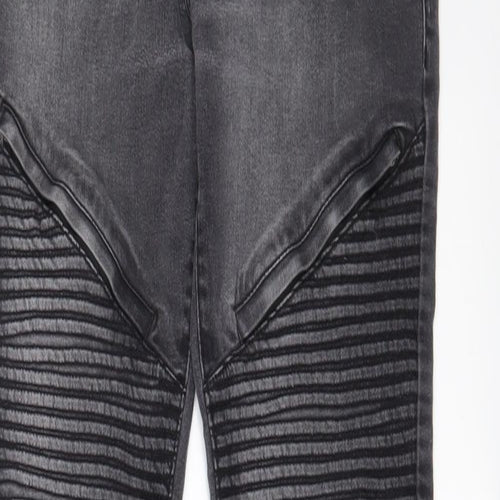 ZEENZO Mens Grey Cotton Skinny Jeans Size 32 in L30 in Regular Zip